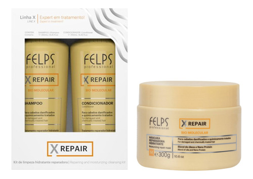 Felps Xrepair Kit Duo Home Care 2x250ml + Mascara 300g