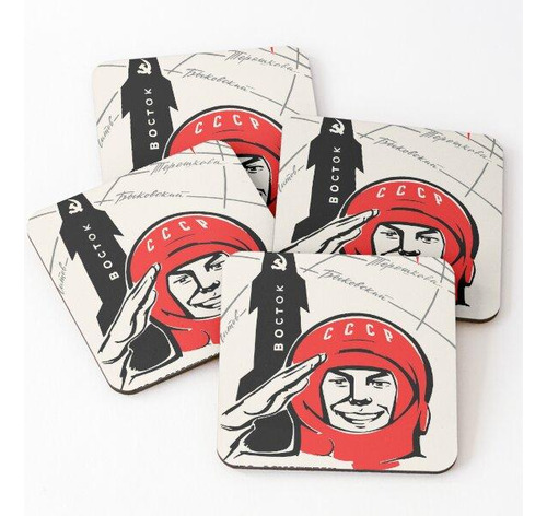 Set Posavasos Póster Espacial Soviético Antiguo [calidad Hq,