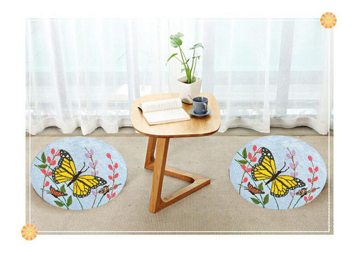 ) Diy Kits De Hilo De Ganchillo Alfombra De 15x15 Mariposa