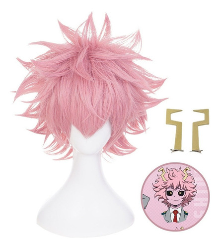 Peluca De Cosplay My Hero Academia Ashido Mina, Pelo Corto,