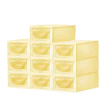 Comprar Set De 10 Zapateras Cajas Organizadoras De Zapatos Apilables Color Amarillo