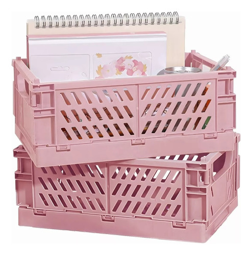 2 Pack Mini Plasticbaskets Escritorio Organizador-rosa