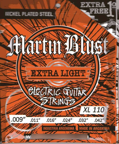 Encordado Cuerdas Martin Blust 009 Guitarra Electica + 1°