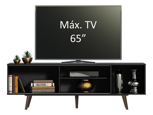 Mueble Mesa Para Tv Rack Madesa Dubai Hasta 65'' Nn Color Negro/Marrón