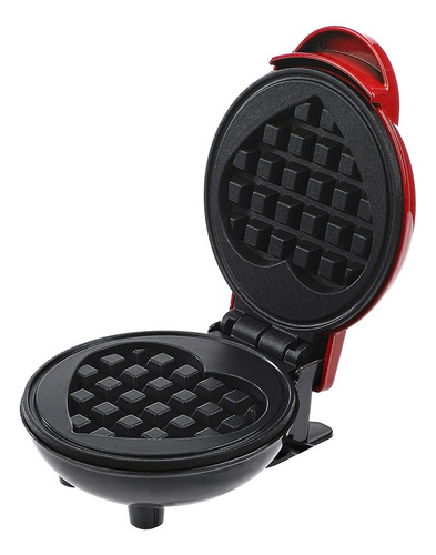 Waflera Mini Maquina Waffles Pequeña Redonda Hacer Desayunos Rojo Y Negro
