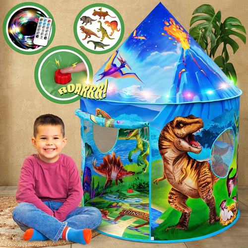 Tienda De Campaña W&o Dino Paradise Con Botón De Rugido, Jug