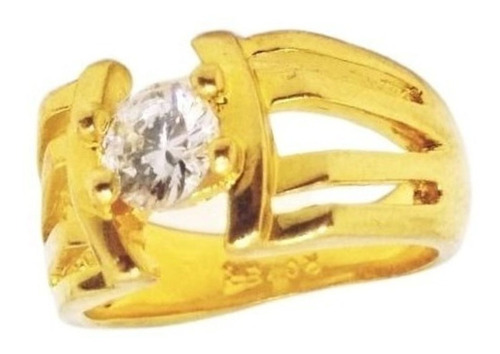 Anillo Oro Amarillo Laminado 18k Con Piedra Cristal Cubic 