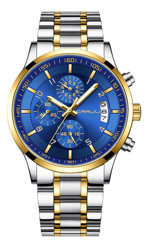 Reloj Para Hombre Crrju/oro Azul