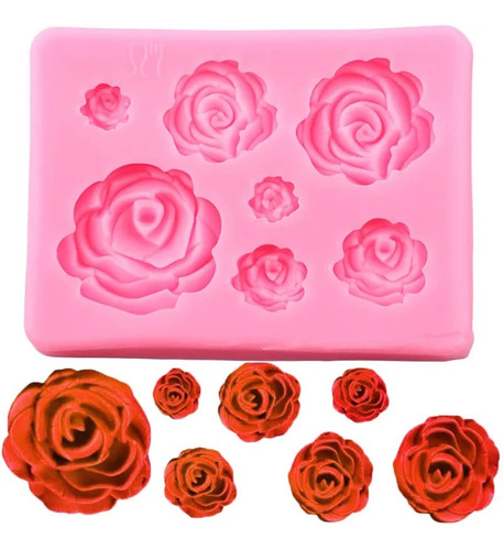 Molde Silicona De Rosas Rositas Fondant Porcelana Repostería