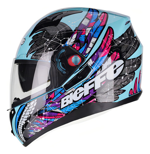 Capacete Moto Bieffe B40 Astro Verde Água Com Óculos Interno Tamanho 60 Cor Astro Verde Agua