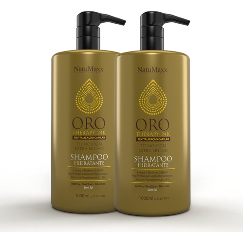 Kit 2 Shampoo Hidratante Oro Therapy 24k Natumaxx 1 Litro