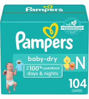 Pampers Baby Dry Diapers, Size N, Super Pack, 104 Count
