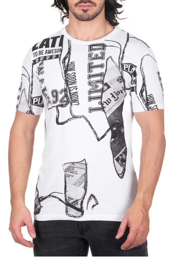 Playera Blanca Estampada Hombre