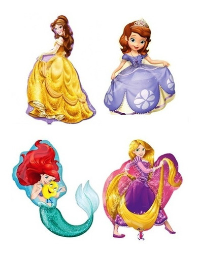 4 Globos Princesas Disney Metalico Jumbo Surtidos