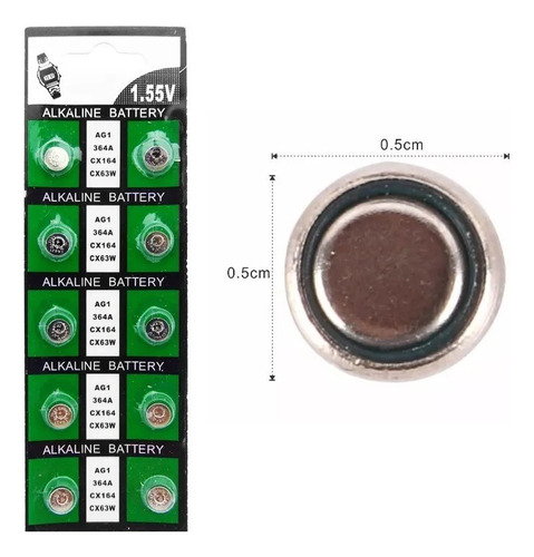 Pack X10 Baterías Pilas Modelo Ag1 364a Alcalina 12.55v Cx60