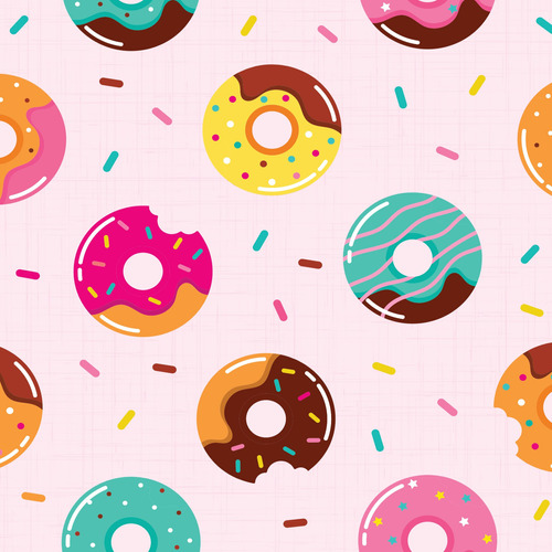 Papel De Parede Adesivo Donuts E Confetes Coloridos 57x270cm