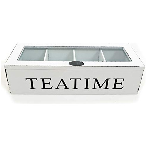 Caja De Té Tea Time, 10.8 X 4.3 X 2.8 Pulgadas, Madera...