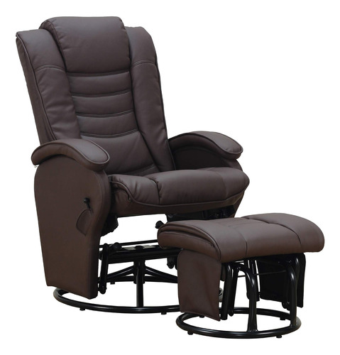 Pearington Silla Reclinable Con Otomana, Cuero, Espresso