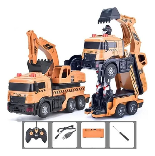 Auto Control Remoto Transformer Robot Excavadora 685-1