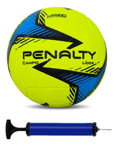 Bola Campo Penalty Líder N4 Ultra Fusion + Bomba De Ar Cor Amarelo/azul/preto