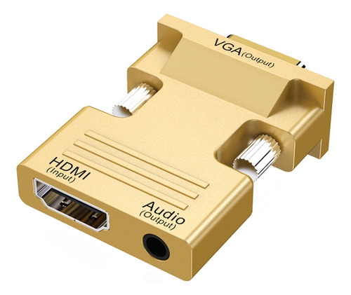 Convertidor Hdmi Hembra A Vga Macho Dorado Con Cable De Audi