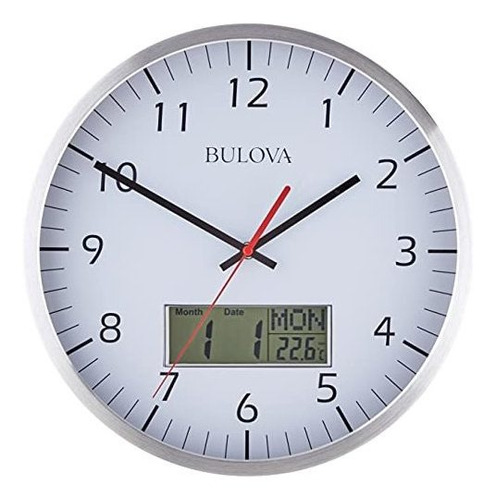 Reloj De Pared Bulova C4810 Manager, Plata