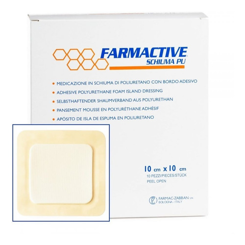 Apósito Espuma Adhesiva Farmactive 10x10cm 10 Un (italia)