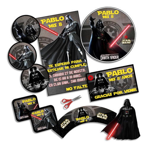 Kit Imprimible Star Wars Darth Vader Personalizado Candybar