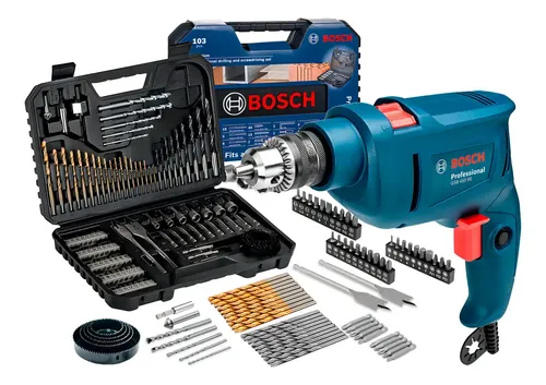 Furadeira De Impacto 3/8 10mm Gsb 450 Re Bosch Com Jogo De Brocas...