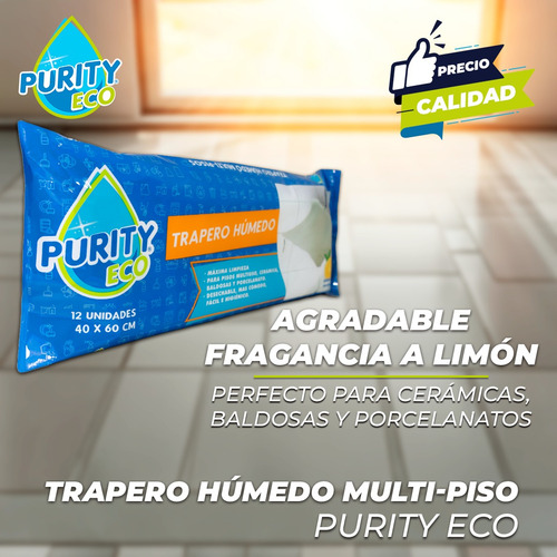 Trapero Humedo Multiuso Purity Eco Aroma Limón 12 Unidades
