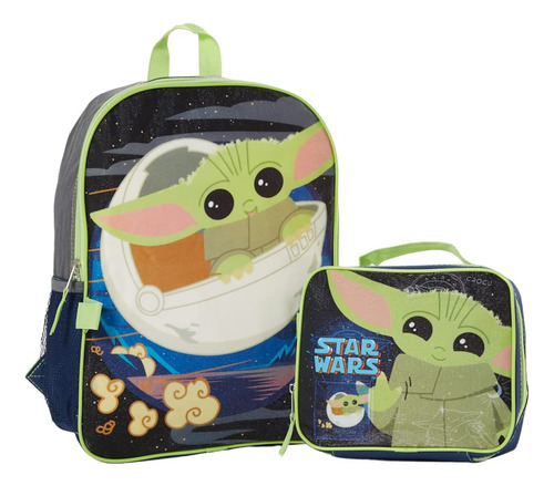 Star Wars Mandalorian Baby Yoda Mochila Con Lonchera Para N.