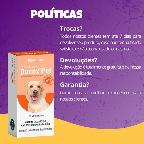 Ducox Pet 200mg Pearson Anti-inflamatório Cães - 10 Comp
