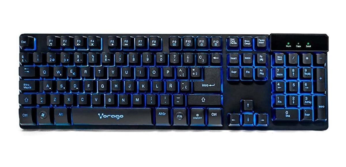 Teclado Gamer Vorago Kb 502 Qwerty Español España Color Negro Con Luz