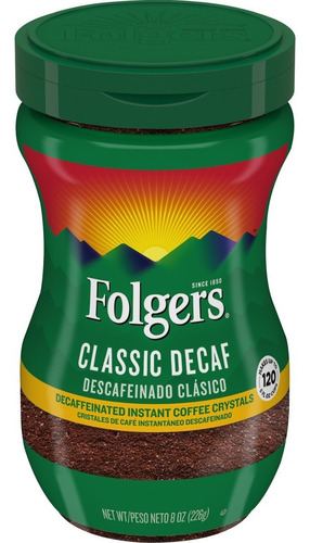 Cafe Folgers Classic Decaf Cristales Instantáneo 226g Usa
