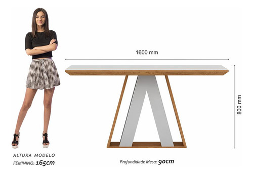 Mesa de comedor con 6 sillas de cristal suizo cinam/off/marro, M.A Color Cinnamomo/blanco/marrón 04
