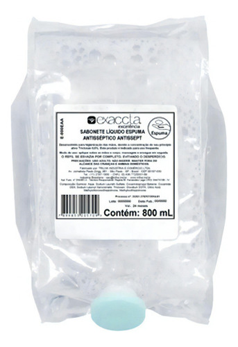 Refil Sabonete Espuma Antisseptico Dispenser S/reserva 800ml