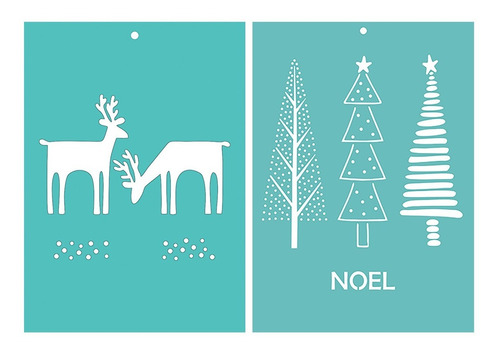Imagen 1 de 3 de Stencil Navidad  Laura Craft Set Ciervos Noel