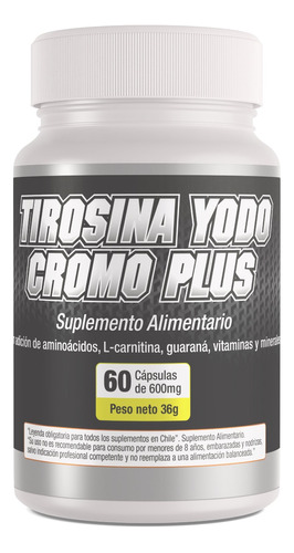 Tirosina, Cromo, Yodo Pluss  60 Capsulas 600 Mg