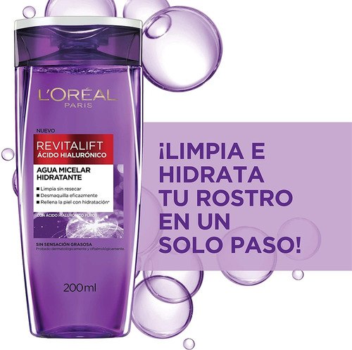 L'oreal Paris Agua Micelar Acido Hialuronico Puro 200ml Hidr