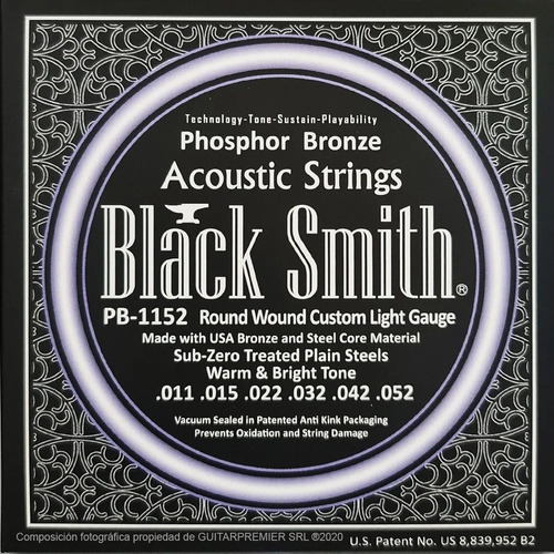 Encordado Cuerdas Black Smith Acustica Bronce Fosfor Pb1152