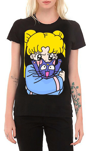 Playera Princesa Sailor Moon Serena Luna Gato Abrazo