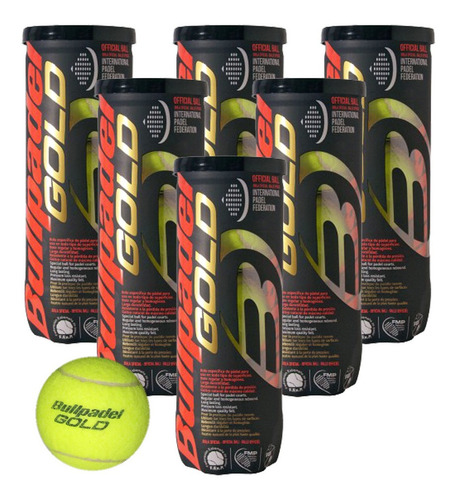 Pack X6 Tubos De Pelotas Padel Bullpadel Gold Premium