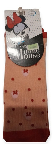 Medias Soquete De Minnie Mouse Rosa / Rojo 31 - 34