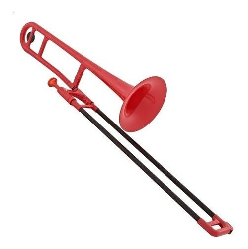 Trombon Tromba Tenor Abs Plastico Parquer Rojo Funda Soporte