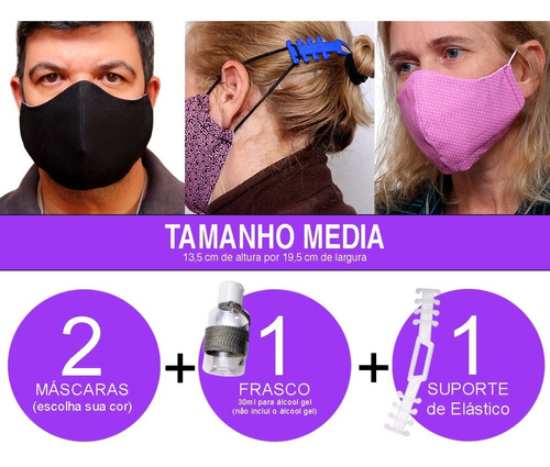 Kit 2 Máscaras Tecido Facial E Proteção Dupla Camada Lavável