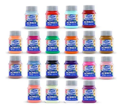 comprar Kit 20 Tintas Para Tecido Acrilex 37ml Escolha As Cores