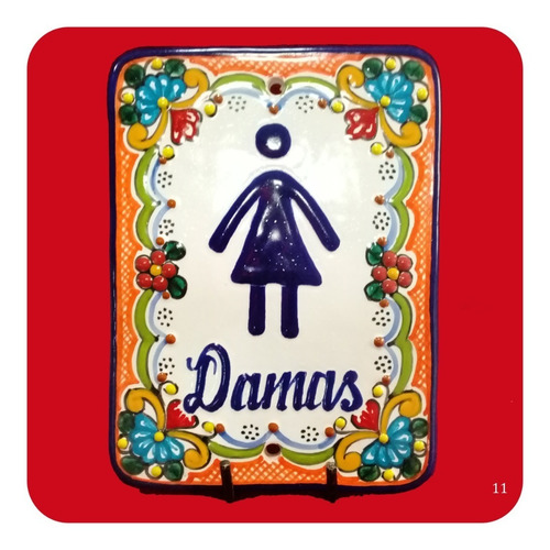 Imagen 1 de 2 de Jgo. 2 Placas Talavera Poblana P/baños: Hombre Mujer M11 Plc