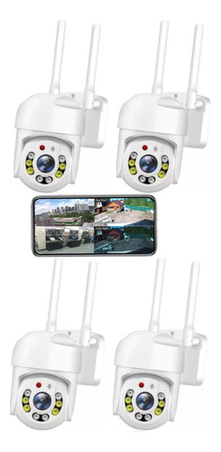 Kit X 4 Domo Wifi Hd1080p 5mp Ptz App + Pc Sensor Movimiento