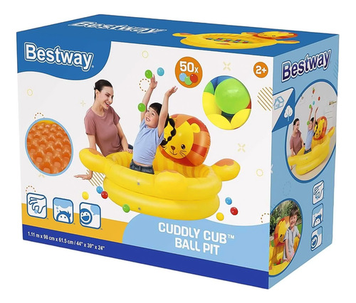 Piscina Bestway Leon Inflable Con Pelotas 111x98x61.5cm