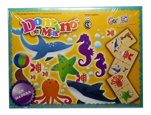 Domino Animales De Mar Infantil En Madera Serigrafiada